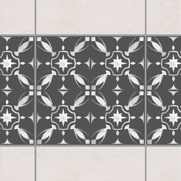 Adesivo per piastrelle - Dark Gray White Pattern Series No.01