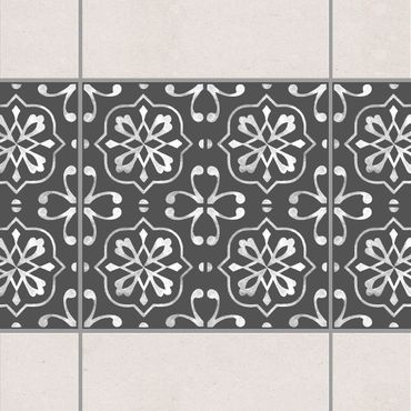 Adesivo per piastrelle - Dark Gray White Pattern Series No.04