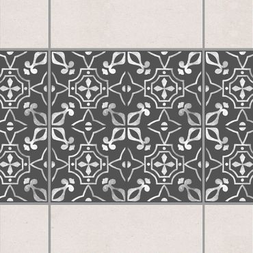 Adesivo per piastrelle - Dark Gray White Pattern Series No.09