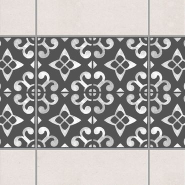 Adesivo per piastrelle - Dark Gray White Pattern Series No.05