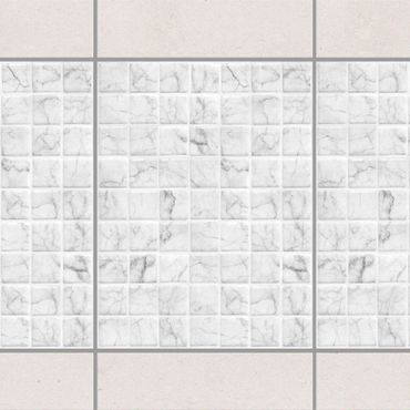 Adesivo per piastrelle - Mosaic Tile Marble Look Bianco Carrara 15x20 cm