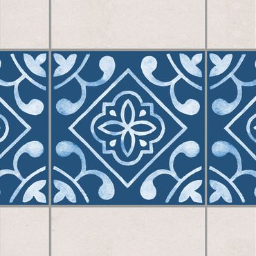 Adesivo per piastrelle - Pattern Dark Blue White Series No.2