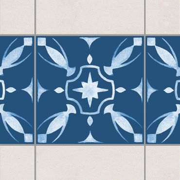 Adesivo per piastrelle - Pattern Dark Blue White Series No.1
