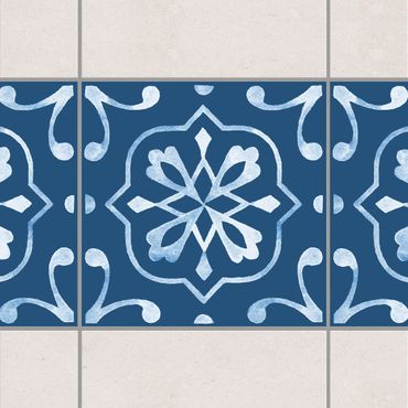 Adesivo per piastrelle - Pattern Dark Blue White Series No.4