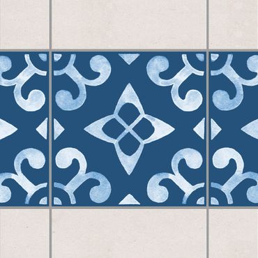 Adesivo per piastrelle - Pattern Dark Blue White Series No.5
