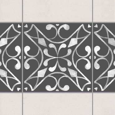 Adesivo per piastrelle - Pattern Dark Gray White Series No.03