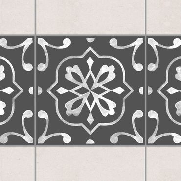 Adesivo per piastrelle - Pattern Dark Gray White Series No.04
