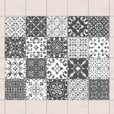 Adesivo per piastrelle - Multicolour Pattern Gray White - Mix 10cm x 10cm