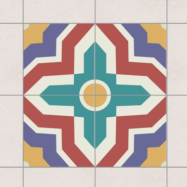 Adesivo per piastrelle - Set - 4 Moroccan tiles crisscross 10cm x 10cm