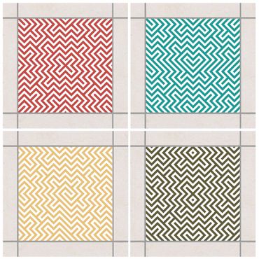Adesivo per piastrelle - Geometric Design Colour Set 10cm x 10cm