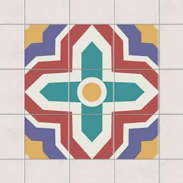 Adesivo per piastrelle - Set - Moroccan tiles cross ornament 10cm x 10cm