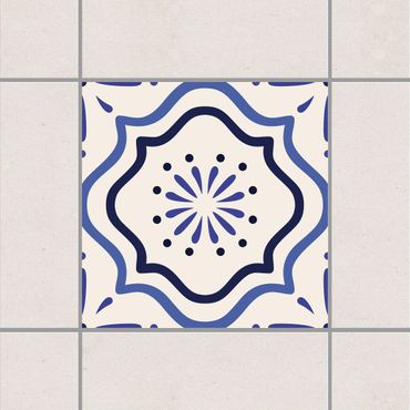 Adesivo per piastrelle - Mediterranean tile white blue 10cm x 10cm