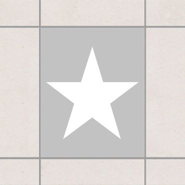 Adesivo per piastrelle - Large white stars on grey 15cm x 15cm