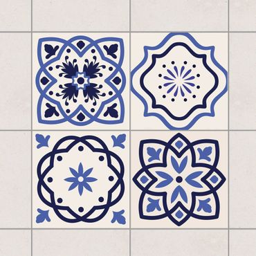 Adesivo per piastrelle - Set - 4 Portuguese tiles crème 10cm x 10cm