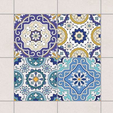 Adesivo per piastrelle - Set - 4 Spanish tiles ornaments 10cm x 10cm