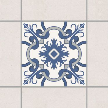 Adesivo per piastrelle - Spanish tiled backsplash crème blue 10cm x 10cm