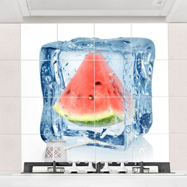Adesivo per piastrelle - Melon in ice cube