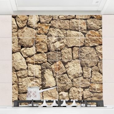 Adesivo per piastrelle - Old wall of paving stone Formato quadrato