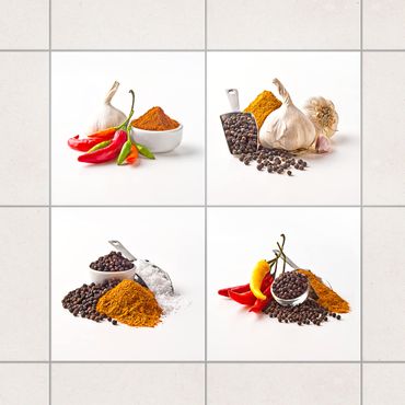 Adesivo per piastrelle - Chili garlic and spices - Sets 10cm x 10cm