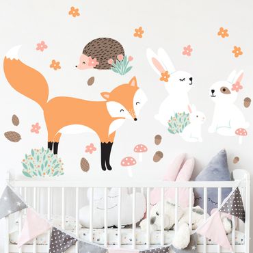 Adesivo murale - Amici della foresta con Hare Hedgehog e Fox