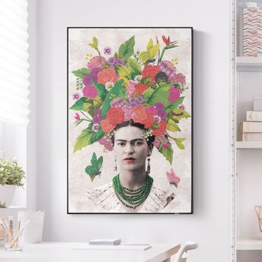 Quadro fonoassorbente intercambiabile - Frida Kahlo - Ritratto di fiori