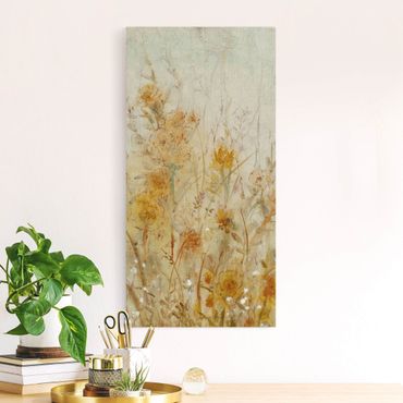 Quadro su tela naturale - Campo fiorito selvaggio giallo - Formato verticale 1:2