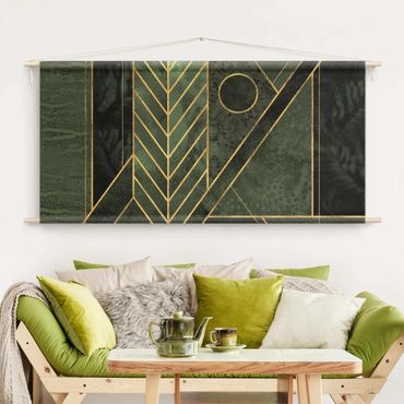 Arazzo da parete - Forme geometriche smeraldo e oro