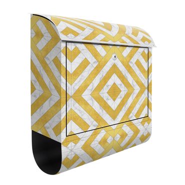 Cassetta postale - Mix geometrico di piastrelle Art déco in marmo dorato