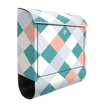Cassetta postale - Trama geometrica con scacchiera rovesciata in albicocca