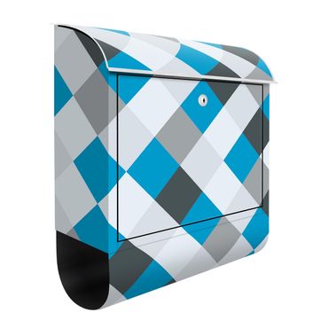 Cassetta postale - Trama geometrica con scacchiera rovesciata in blu