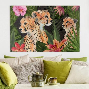 Stampa su tela - Trio di ghepardi nella giungla - Orizzontale 3x2