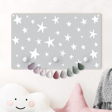 Appendiabiti per bambini - Grandi stelle disegnate con cielo grigio