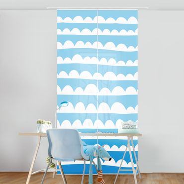 Tenda scorrevole set - Fasce di nuvole bianche disegnate nel cielo blu - Pannello