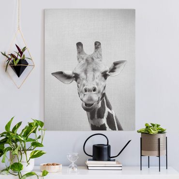 Stampa su tela - Giraffa Gundel in bianco e nero - Formato verticale 3:4