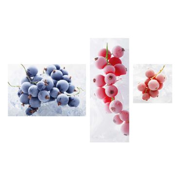 Quadro in vetro - Frozen Berries - 3 parti set