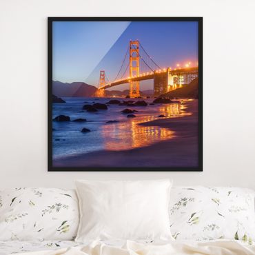 Poster con cornice - Golden Gate Bridge la sera