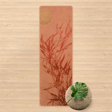 Tappetino yoga - Sole dorato con bambù rosa
