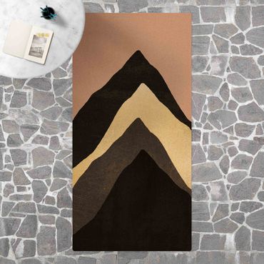Tappetino di sughero - Montagna dorata in bianco e nero - Formato verticale 1:2