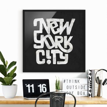 Poster con cornice|Graffiti Art Calligrafia New York City Nero