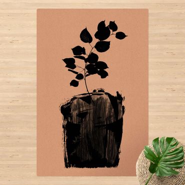 Tappetino di sughero - Mondo vegetale grafico - Foglie nere - Formato verticale 2:3