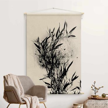 Arazzo da parete - Mondo vegetale grafico - Bambú nero