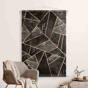Arazzo da parete - Triangolo dorato grigio