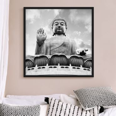 Poster con cornice - Grande Buddha in bianco e nero