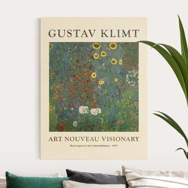 Quadro su tela naturale - Gustav Klimt - Giardino fiorito con girasoli - Edizione museo - Formato verticale 3:4