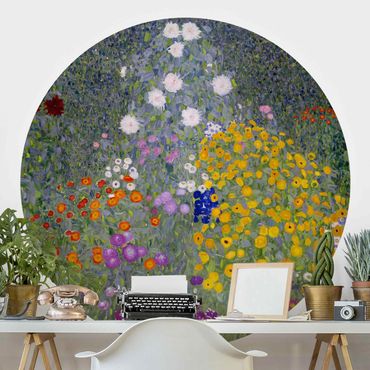 Carta da parati rotonda autoadesiva - Gustav Klimt - Cottage Garden