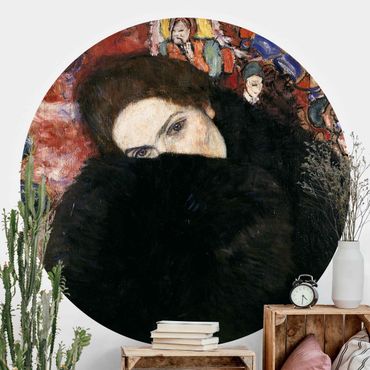 Carta da parati rotonda autoadesiva - Gustav Klimt - Lady con Muff