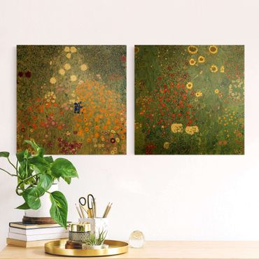Stampa su tela 2 parti - Gustav Klimt - The Green Garden - Quadrato 1:1