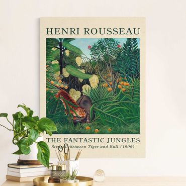 Quadro su tela naturale - Henri Rousseau - Battaglia tra tigre e bufalo - Edizione museo - Formato verticale 3:4