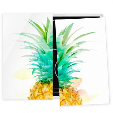 Coprifornelli in vetro - Pineapple Watercolor - 52x60cm
