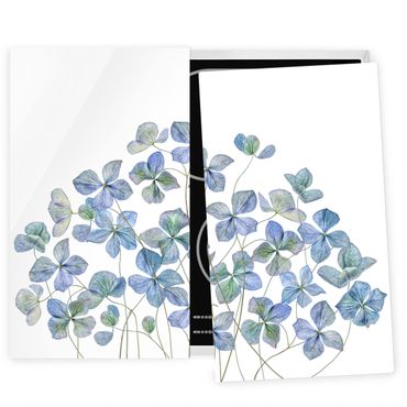 Coprifornelli in vetro - Fiori di ortensia blu